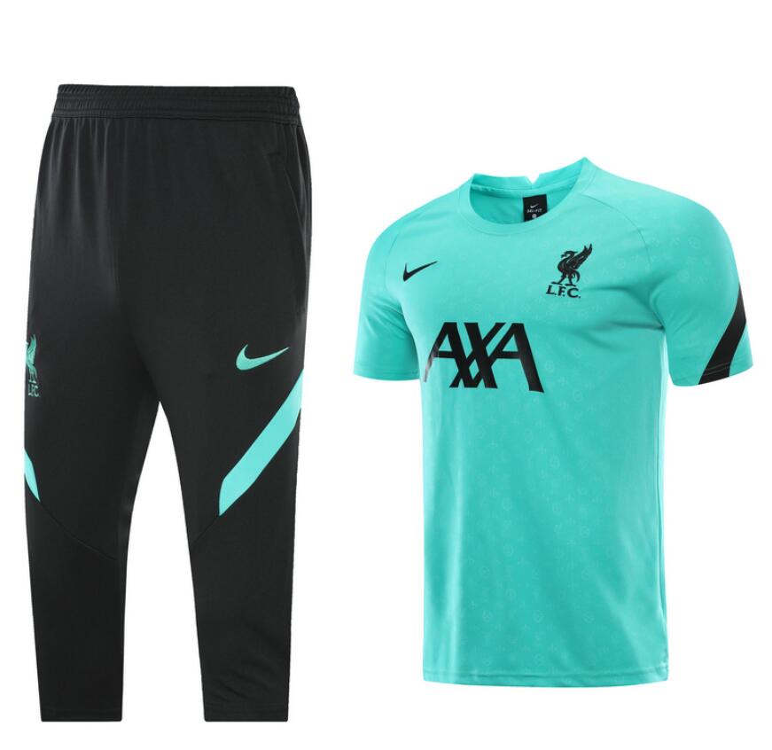 2021/22 Liverpool Green Training Kits Shirt with Capri Pants